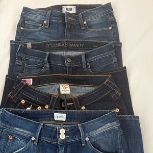 Bundle of 4 Denim Skinny Jeans/ Size 25/ True Religion/ Hudson etc